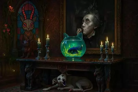 AI Video from prompt: Man in the painting comes to life and blows out 