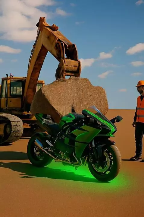 AI Video from prompt: La excavadora suelta la roca.La roca cae sobre l