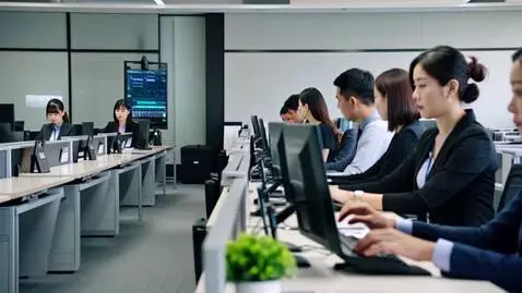 AI Video from prompt: Corporate world of offices and ai assistants