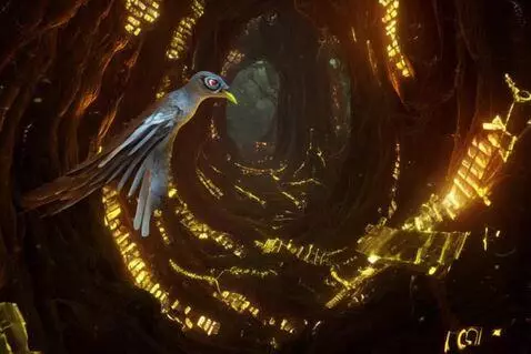 AI Video from prompt: A vast ancient library hidden within the hollow 