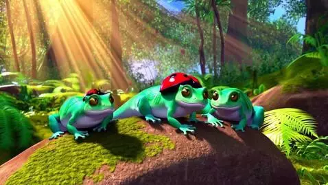 AI Video from prompt: Cat-like geckos on a rock wall hanging out with 