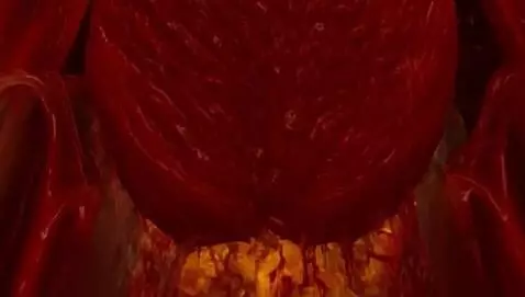 AI Video from prompt: A cathedral made of raw meat and pulsating veins