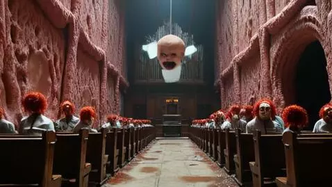 AI Video from prompt: A cathedral made of raw meat and pulsating veins