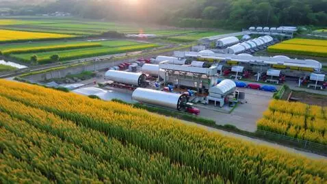 AI Video from prompt: A A cinematic video showcasing a modern rice mil