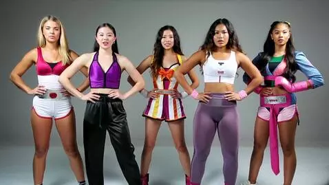 AI Video from prompt: 5 princess boxers all confidently talk to the vi