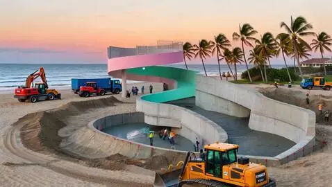 AI Video from prompt: Timelapse video of empty Miami Beach oceanfront,