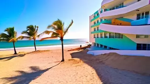 AI Video from prompt: Timelapse video of empty Miami Beach oceanfront,