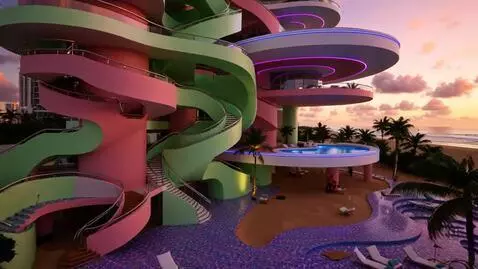 AI Video from prompt: Timelapse video of empty Miami Beach oceanfront,