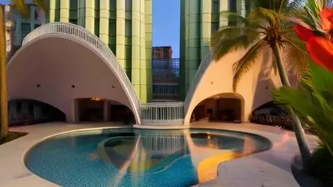 AI Video from prompt: Timelapse video of empty Miami Beach oceanfront,