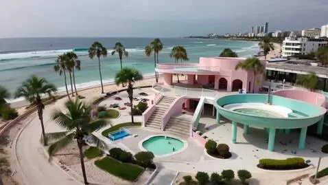 AI Video from prompt: Timelapse video of empty Miami Beach oceanfront,