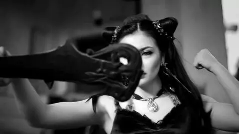 AI Video from prompt: Grainy blurry black and white video of  female C