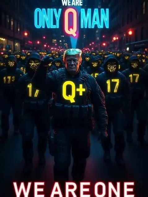 AI Video from prompt: Trump marching along with the Anons