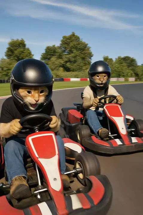 AI Video from prompt: Conducen carting a alta velocidad,adrenalina,ver