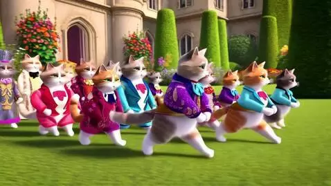 AI Video from prompt: Tiny adorable kitty cats wearing amazing dapper 