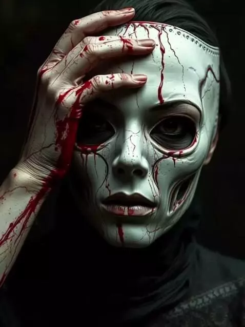 AI Video from prompt: She peeled off her mask and there was nothing. D