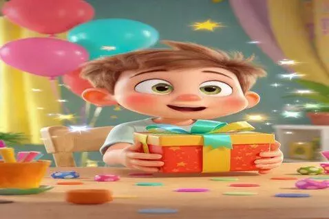 AI Video from prompt: "Cartoon scene. Bright and cheerful room. A 7-ye