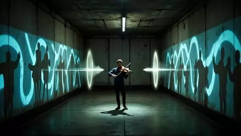 AI Video from prompt: Subway tunnel. A musician plays the violin - sou
