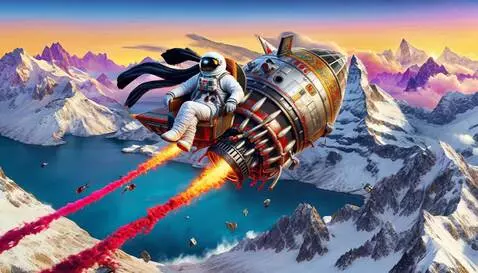 AI Video from prompt: A spaceship is flying over the earth, over the m