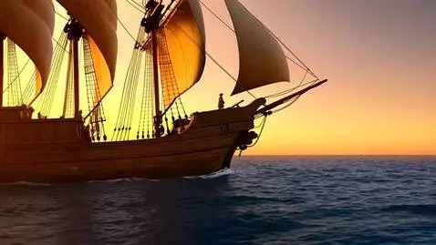 AI Video from prompt: A picture of ship sailing from America with Capt