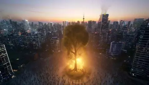 AI Video from prompt: A hyper-realistic cinematic scene of a massive f