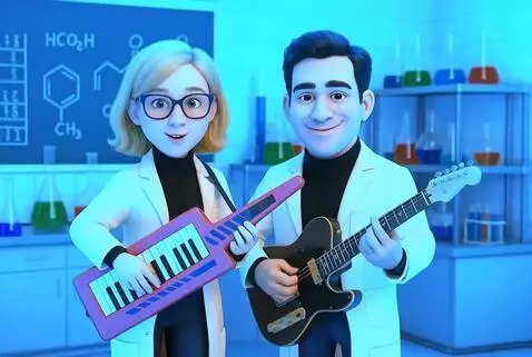 AI Video from prompt: Have these two hit a chord that sends them throu