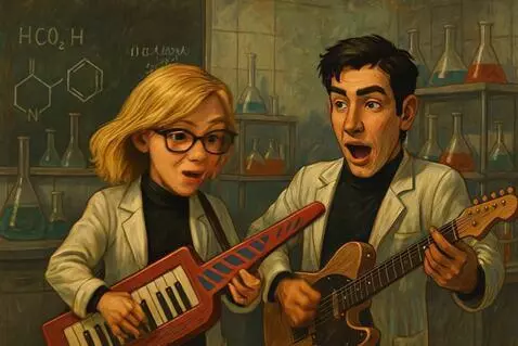 AI Video from prompt: These two players are rocking out as the song th