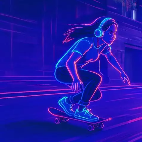 AI Video from prompt: Girl skateboarding through the streets. Scene: b