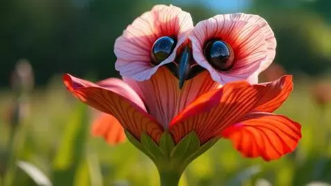 AI Video from prompt: A surreal flower that looks like the face of an 