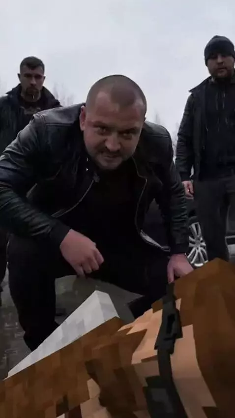 AI Video from prompt: ""A black car arrives at high speed, 3 men of st