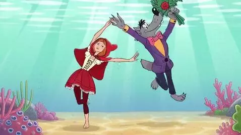 AI Video from prompt: The wolf in the picture and red ridinghood is pe