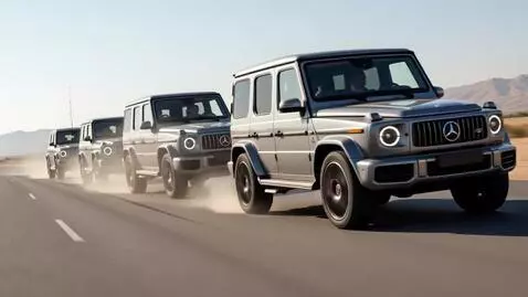 AI Video from prompt: Five G-wagon cars racing