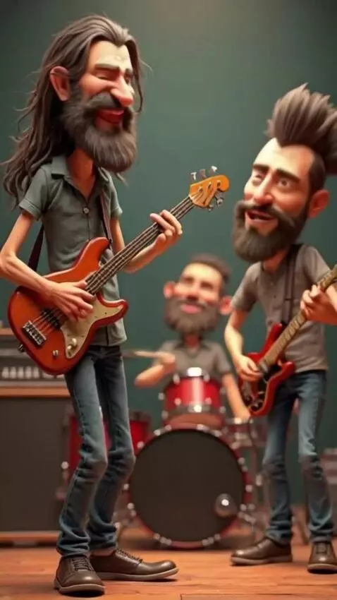 AI Video from prompt: the musicians play energetic rock music, and the
