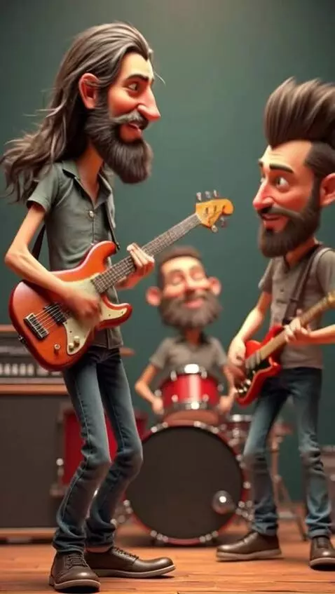 AI Video from prompt: the musicians play energetic rock music, and the