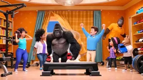 AI Video from prompt: "A gorilla escapes the zoo, but instead of chaos