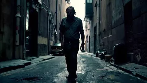 AI Video from prompt: Drunken man walking in the alley
