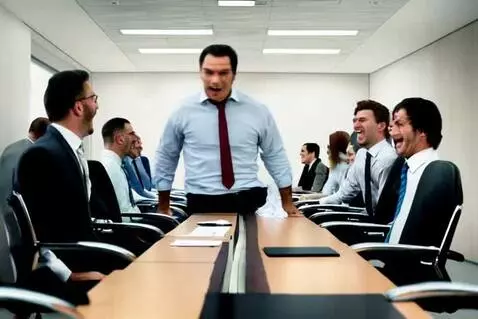 AI Video from prompt: A man in a meeting room shifts in his chair — it