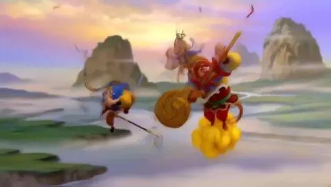 AI Video from prompt: "Sun Wukong, the Monkey King, flying on his gold