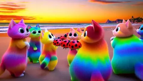 AI Video from prompt: Adorable kitty cats with large eyes and fuzzy fu