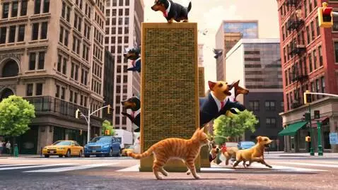 AI Video from prompt: Prompt 1: A cat walks across a city street, but 