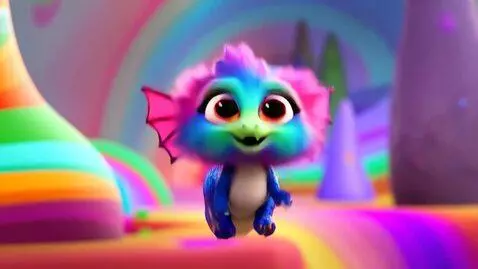 AI Video from prompt: Adorable dragon like cat with huge eyes tye dye 