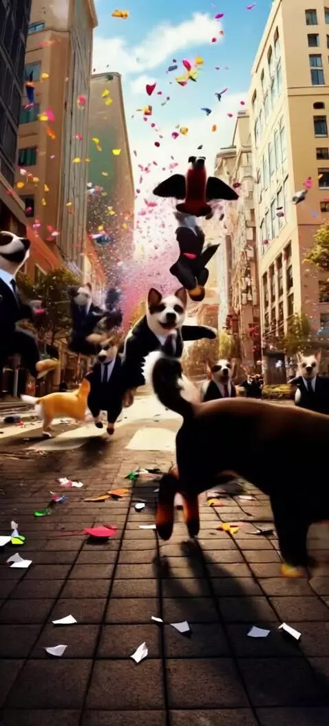 AI Video from prompt: Prompt 1: A cat walks across a city street, but 