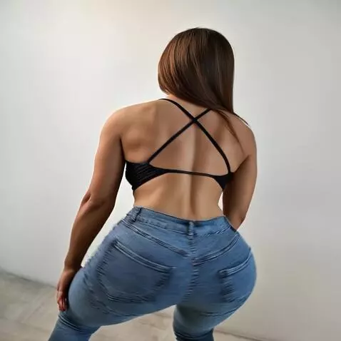 AI Video from prompt: A woman begins moving her hips with strong up-an