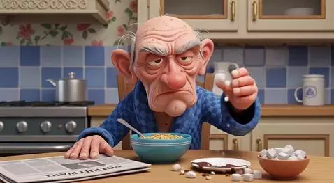 AI Video from prompt: "Cinematic 3D animation of a grumpy old man with