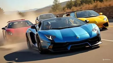 AI Video from prompt: Four men racing with Lamborghini