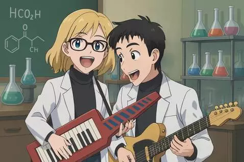AI Video from prompt: These two players are rocking out as the song th