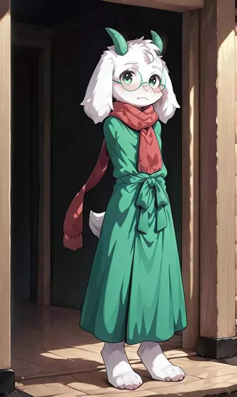 AI Video from prompt: Armless Ralsei being shy and kind