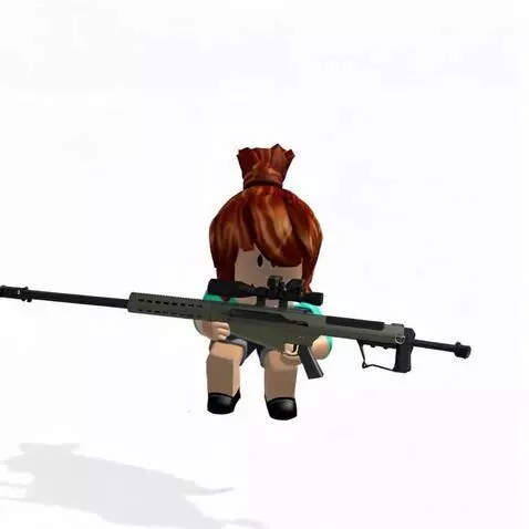 AI Video from prompt: A girl holds Barrett M107 sniper rifle taking po