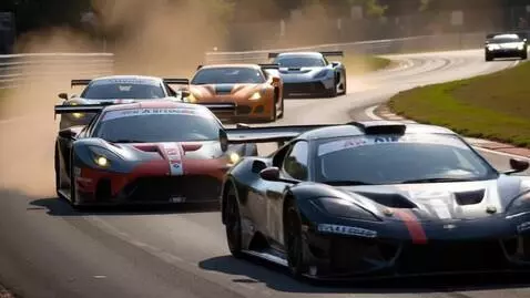 AI Video from prompt: Group of cars racing