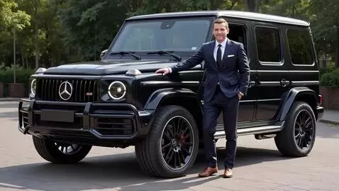 AI Video from prompt: A man advertising G-wagon cars