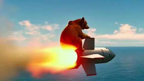 AI Video from prompt: A realistic brown bear holding a us flag sitting
